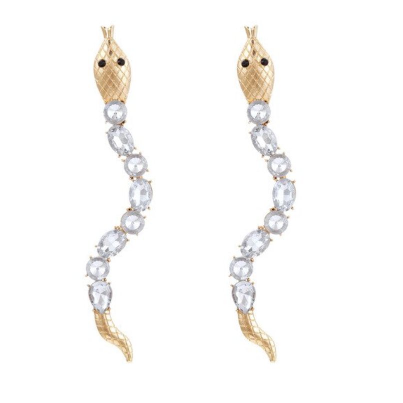 Chunky Rhinestone Snake Earrings