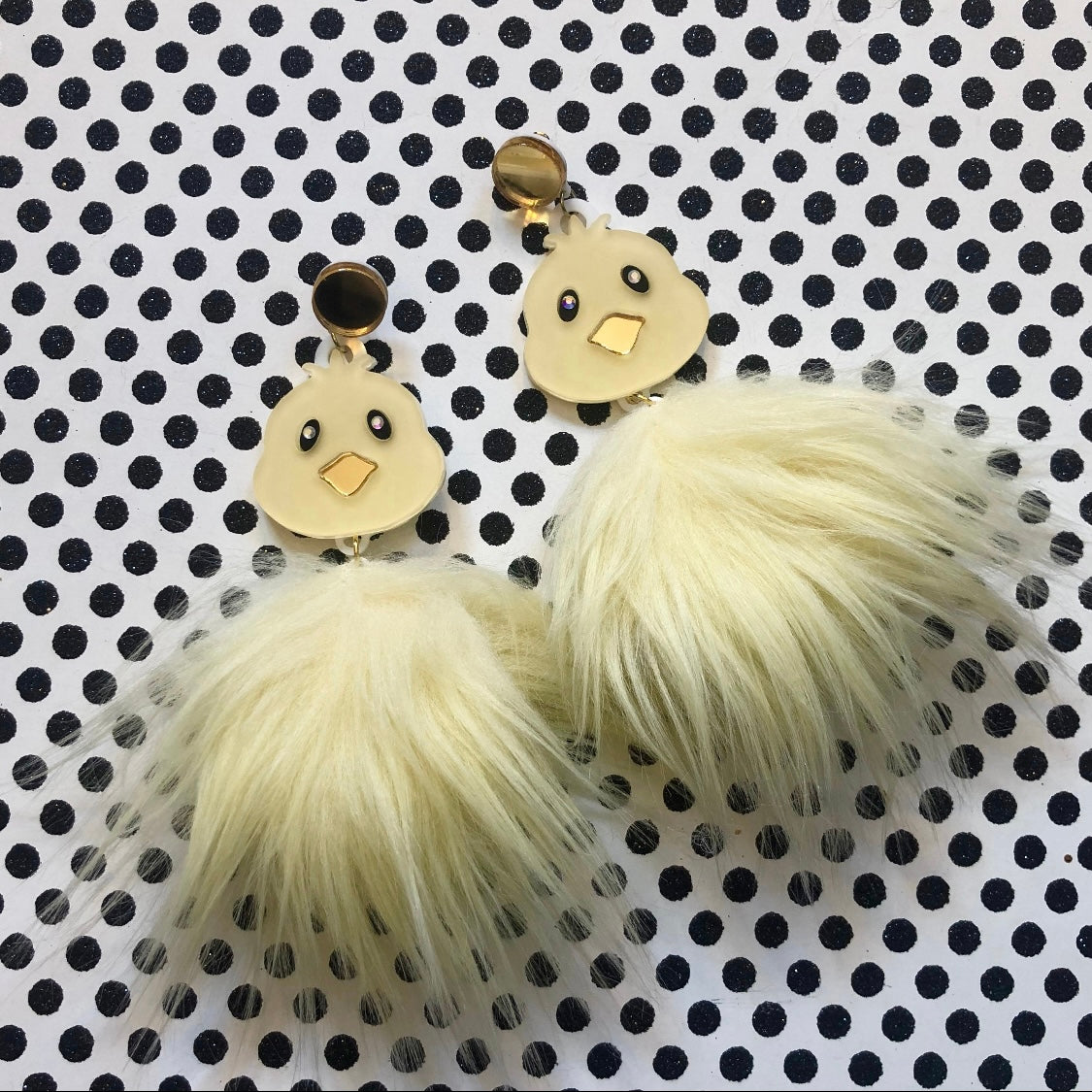 Acrylic Baby Chick Floof Earrings