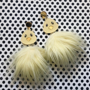 Acrylic Baby Chick Floof Earrings