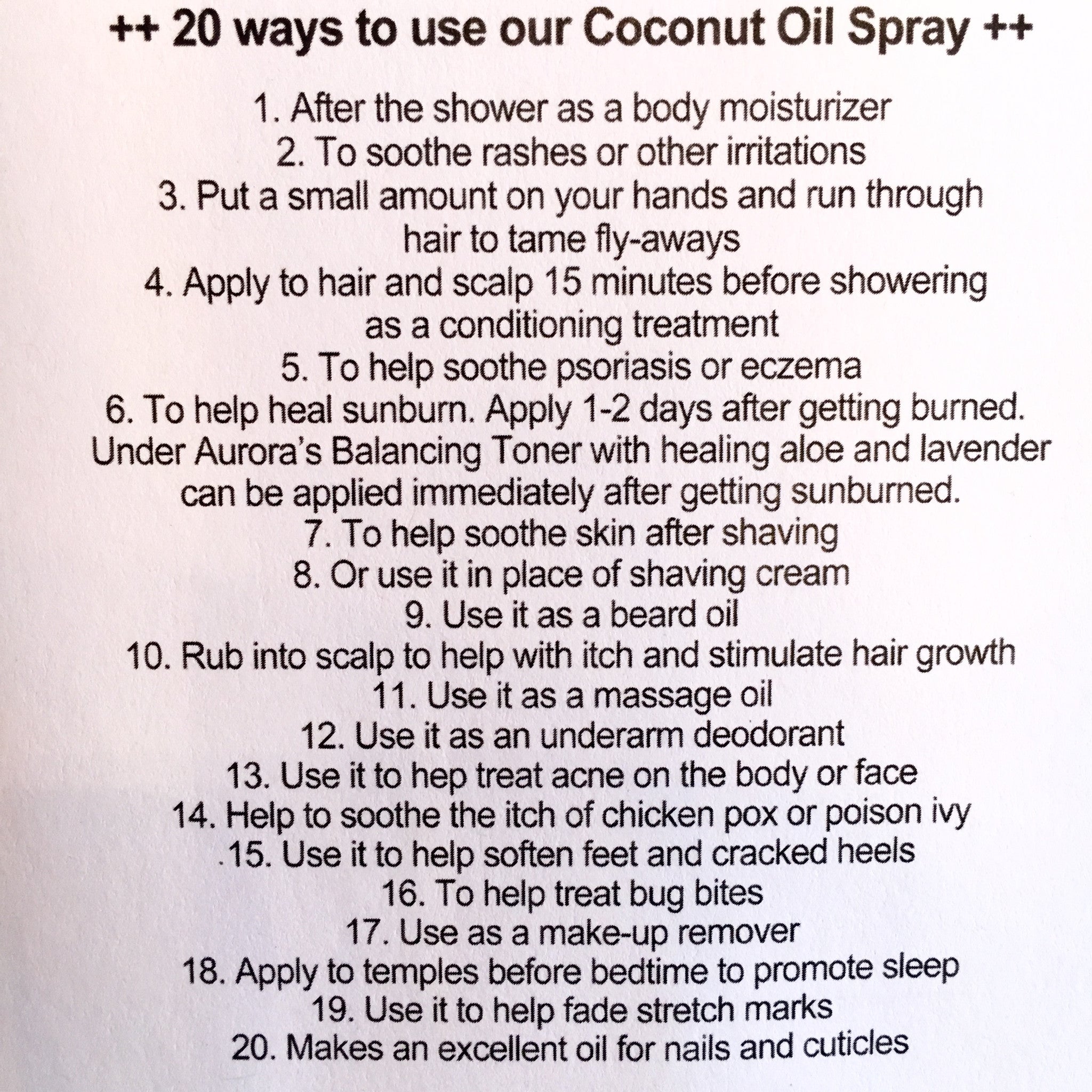 Under Aurora Coconut Oil Spray