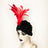 Black Crushed Velvet Turban / Red Feathers