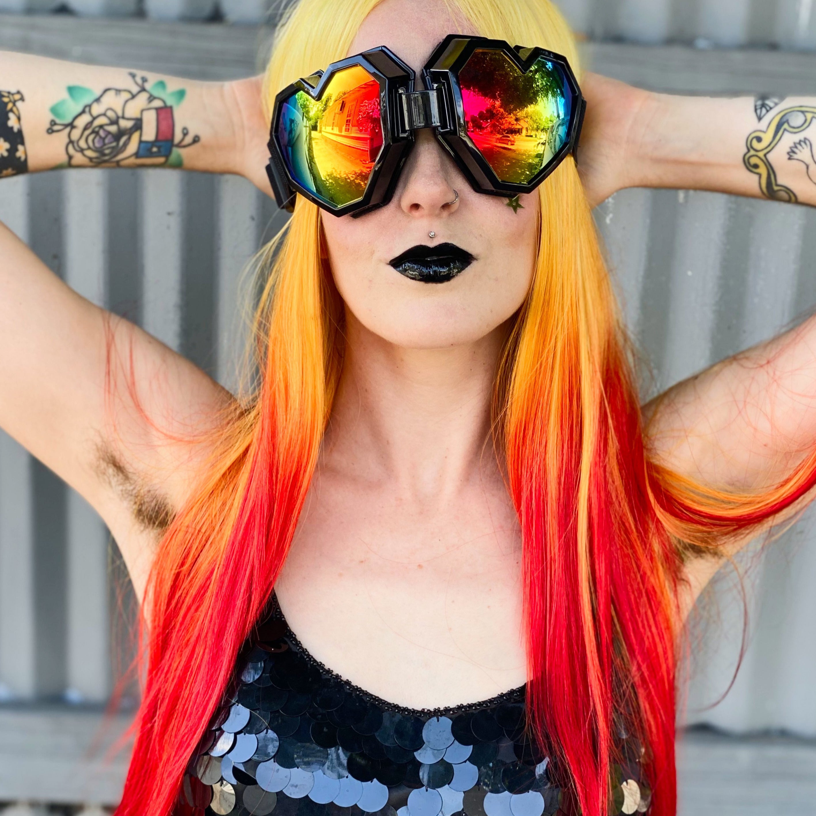 Heart Goggles Red w/ Rainbow Lens
