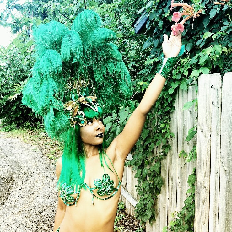Vintage Green and Gold Samba / Showgirl Headdress
