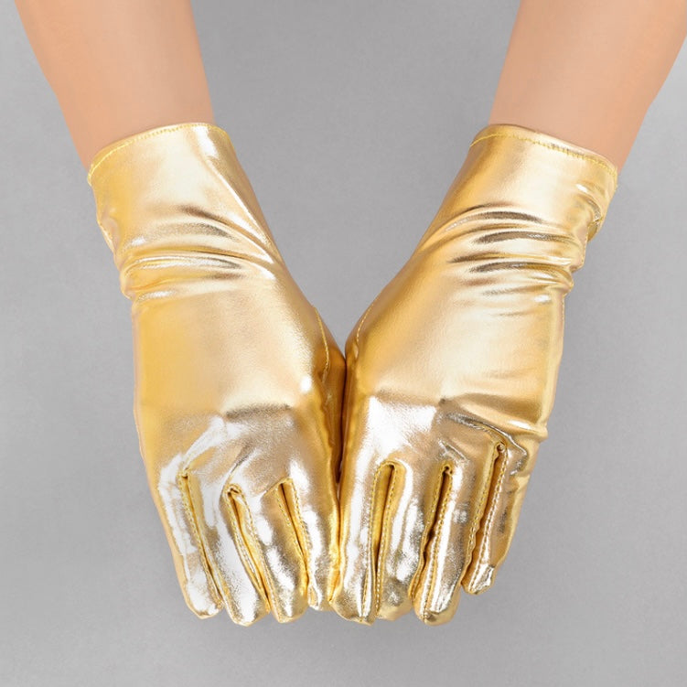 Wrist Length Metallic Gloves