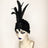 Black Crushed Velvet Turban / Black Feathers