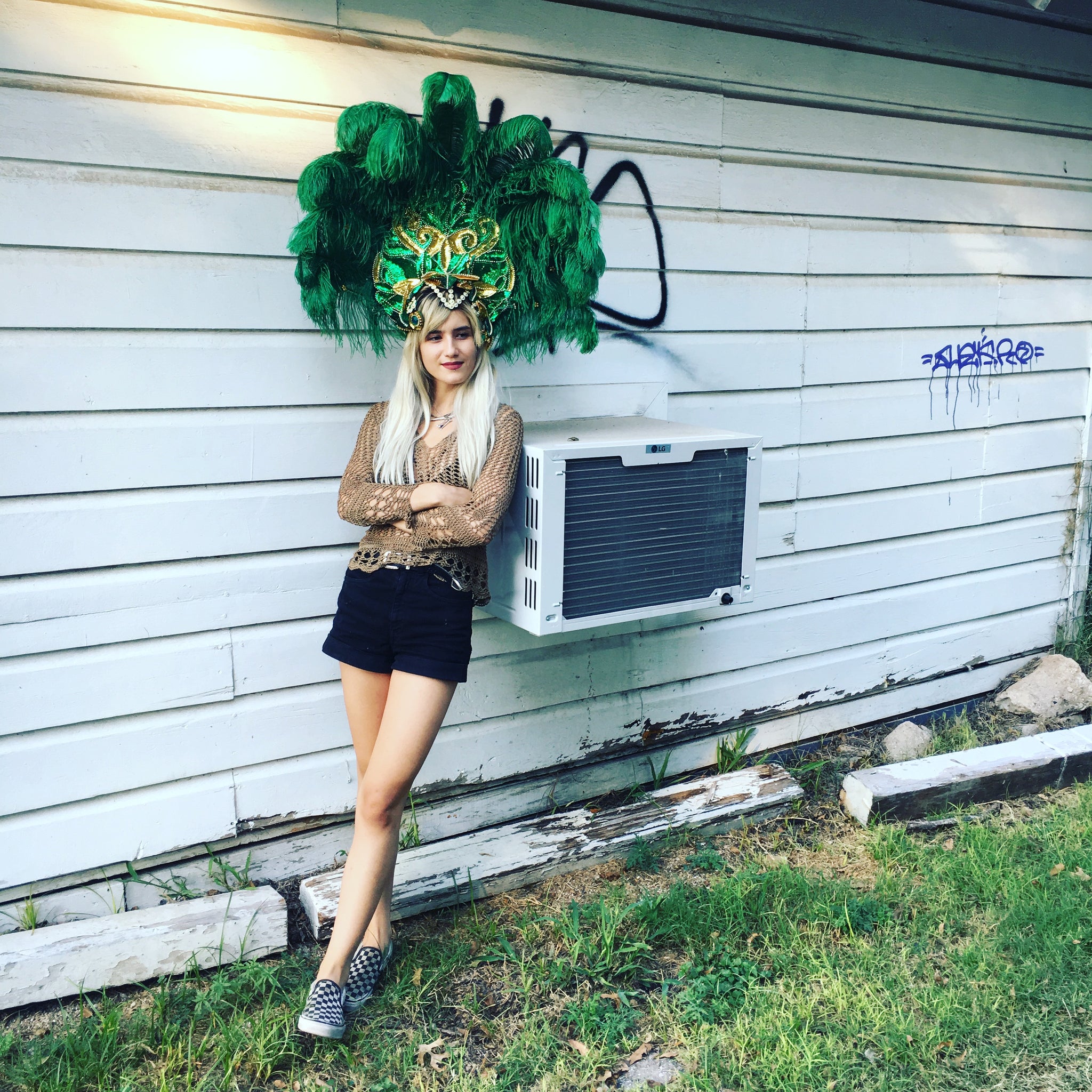 Vintage Green and Gold Samba / Showgirl Headdress