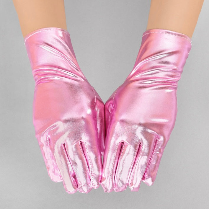 Wrist Length Metallic Gloves