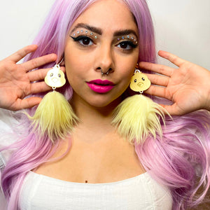 Acrylic Baby Chick Floof Earrings
