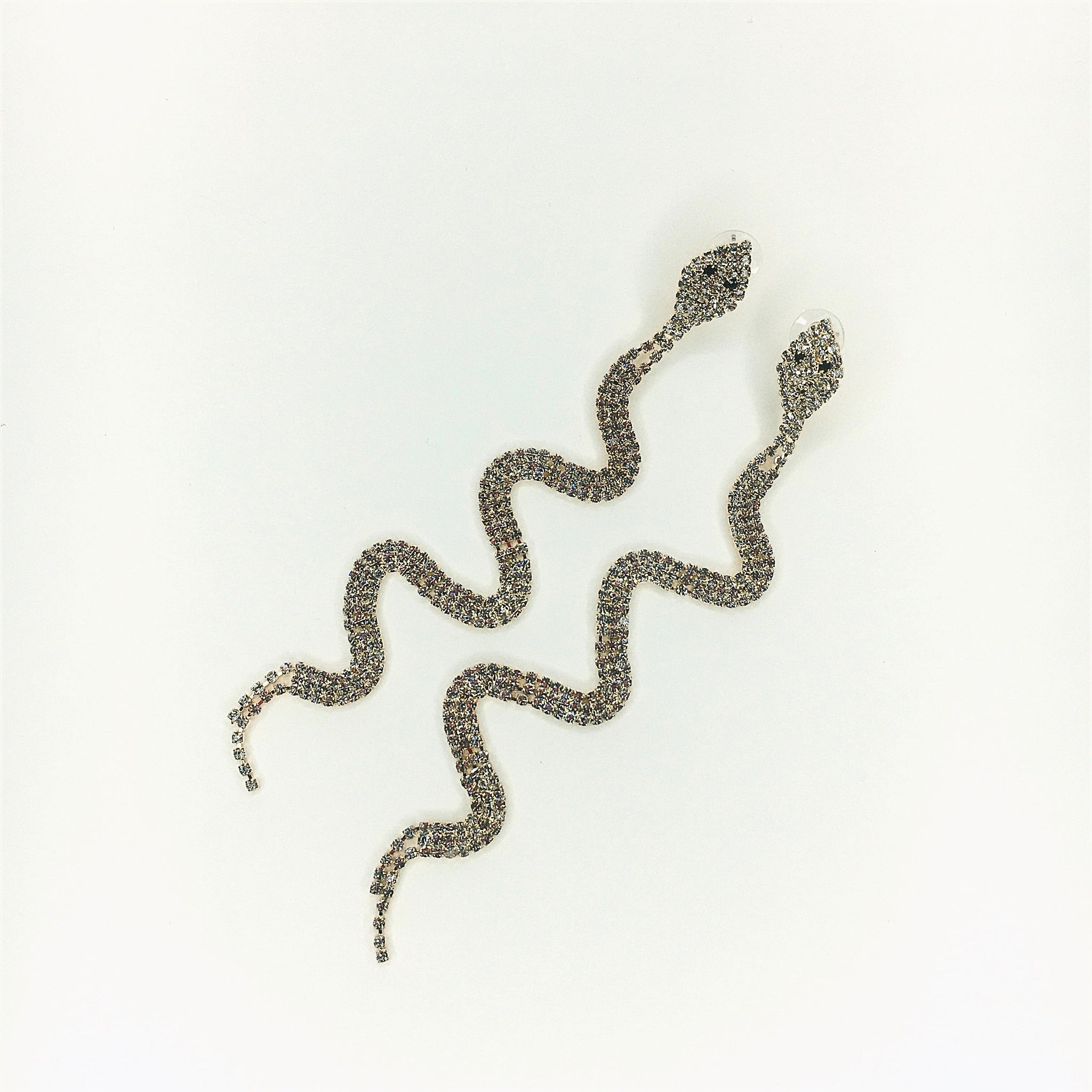 Long Rhinestone Snake Earrings