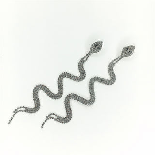 Long Rhinestone Snake Earrings