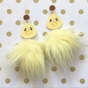 Acrylic Baby Chick Floof Earrings