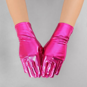 Wrist Length Metallic Gloves